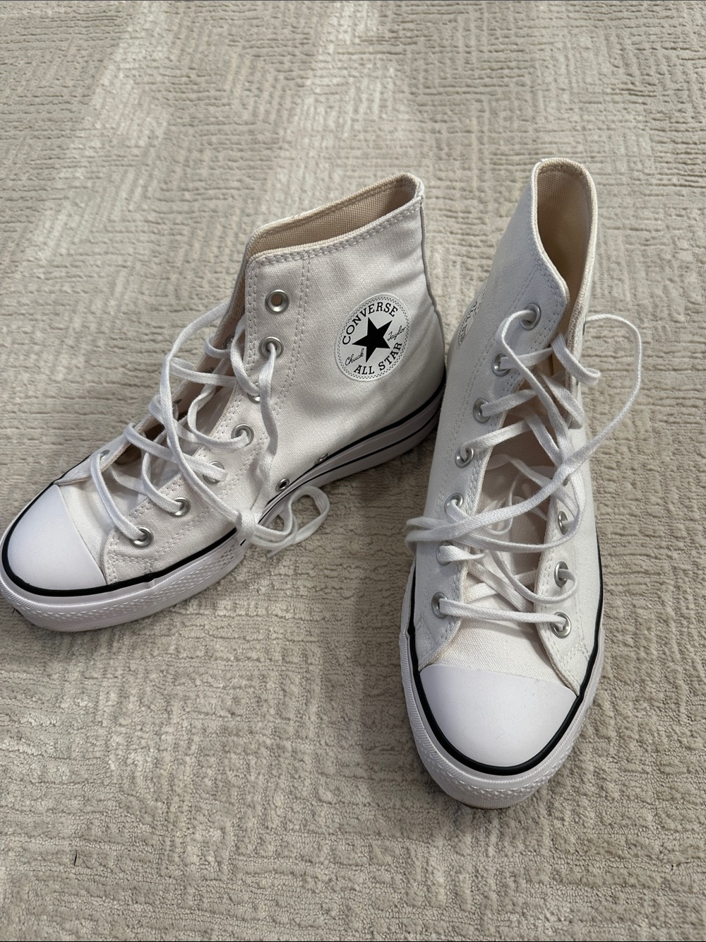 Converse White High Top Sneakers with Black Logo